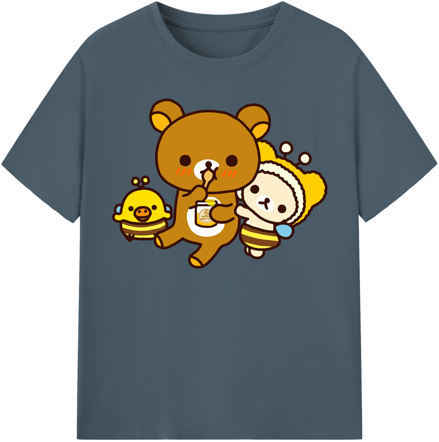 （画像用） リラックマ リラックマ キイロイトリ Rilakkuma Korilakkuma Kiiroitori 綿100％半袖Tシャツ（フロントプリント）